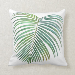 Tropical Palm Leaf Print, Watercolor Throw Pillow