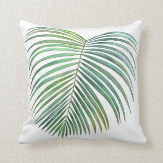 Tropical Palm Leaf Print, Watercolor Throw Pillow