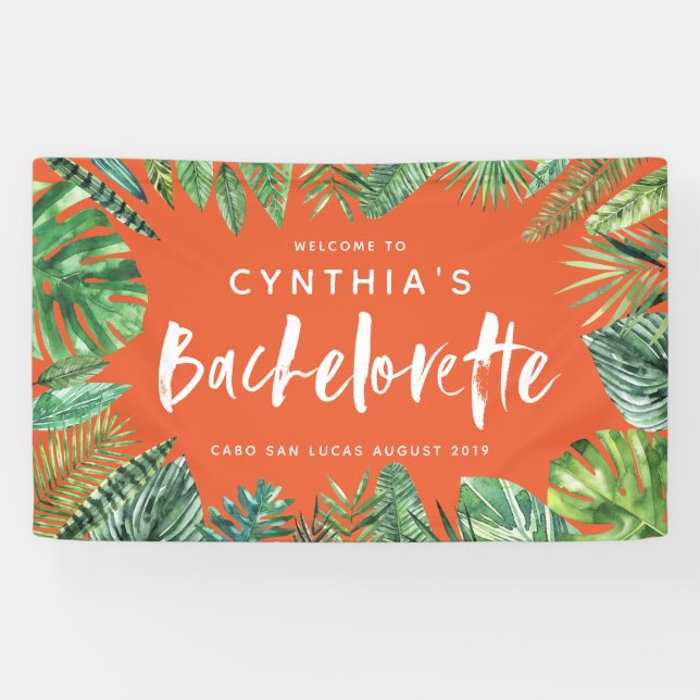 Tropical palm leaf & script bachelorette banner (Horizontal)