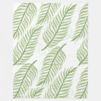 Tropical Palm Leaf Seamless Pattern Fleece Blanket