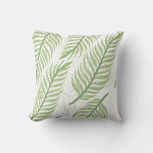 Tropical Palm Leaf Seamless Pattern Throw Pillow