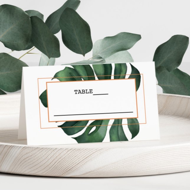 Tropical Palm Leaf Tent Folded Place Card (Creator Uploaded)