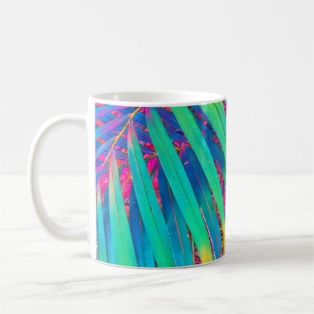 Tropical palm leaf texture background. Palm leaf i Coffee Mug (Left)