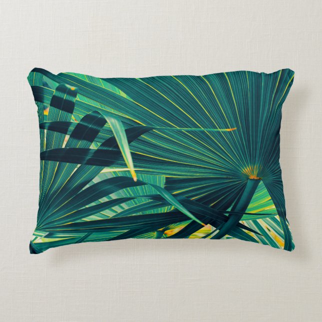 Tropical palm leaf texture background, Striped of  Accent Pillow (Front)