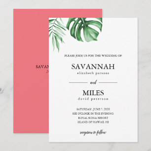 Tropical palm leaf wedding invitation