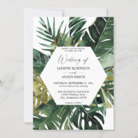 Tropical Palm Leaf Wedding Invitation