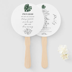 Tropical Palm Leaf Wedding program Set of Fans