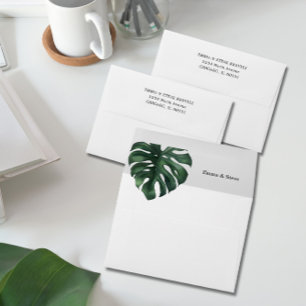 Tropical Palm Leaf Wedding Return Address Envelope