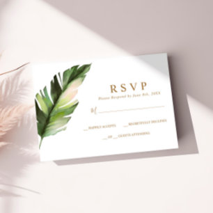 Tropical Palm Leaf Wedding RSVP Card