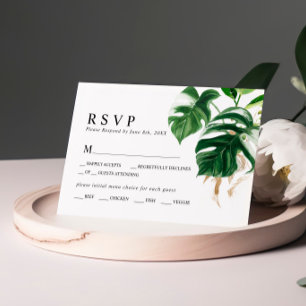 Tropical Palm Leaf Wedding RSVP Card