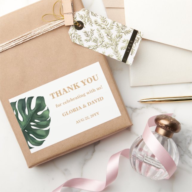 Tropical Palm Leaf  Wedding  Sticker (Gifting)