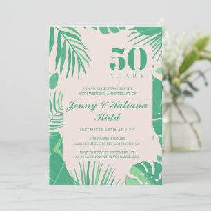 tropical palm  leaves 50th Wedding Anniversary  Invitation