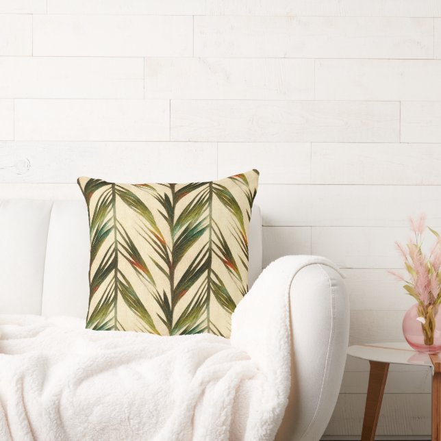 Tropical Palm Leaves Abstract Throw Pillow (Couch)