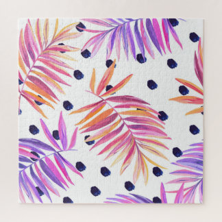 Tropical Palm Leaves Acrylic Pattern Jigsaw Puzzle