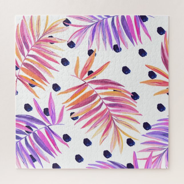 Tropical Palm Leaves Acrylic Pattern Jigsaw Puzzle (Vertical)