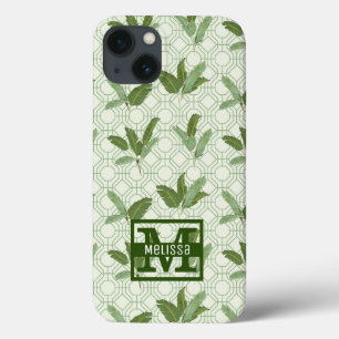 Tropical Palm Leaves   Add Your Name iPhone 13 Case