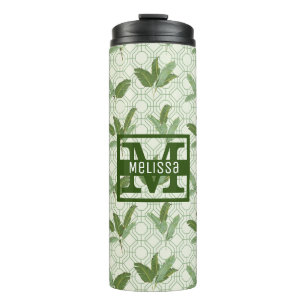 Tropical Palm Leaves Add Your Name Thermal Tumbler