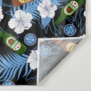 Tropical Palm Leaves and Beer Bottles Beach Bar Tapestry