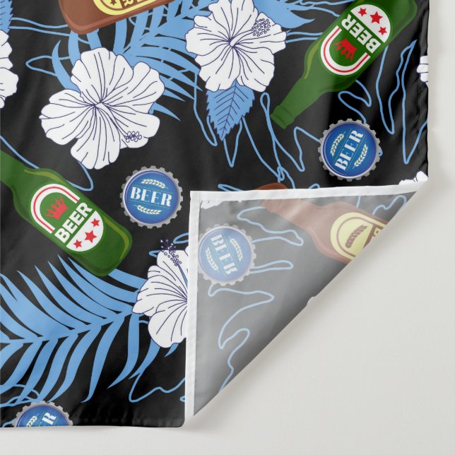 Tropical Palm Leaves and Beer Bottles Beach Bar Tapestry (Detail)