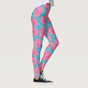 Tropical Palm Leaves and Flowers Leggings