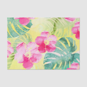 Tropical Palm Leaves and Hibiscus Flowers Tissue Paper