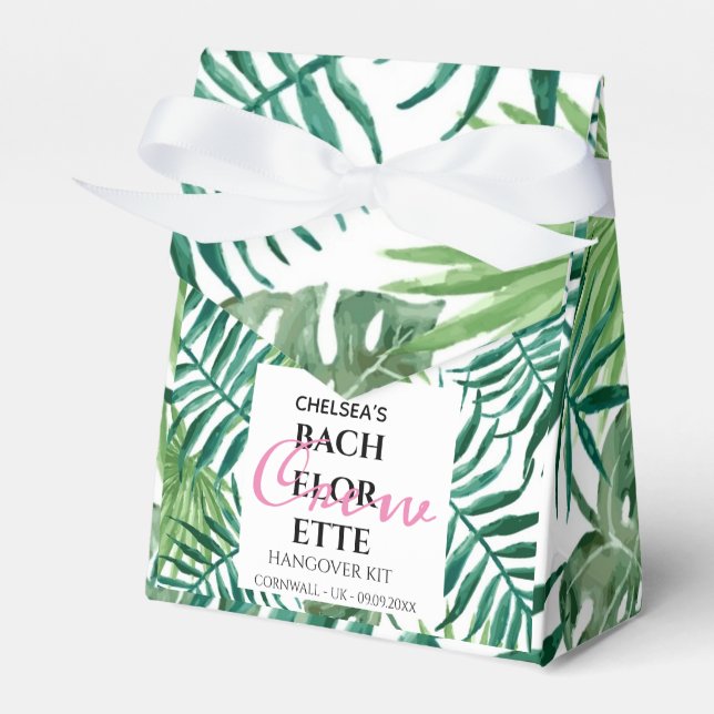 Tropical Palm Leaves Bachelorette Hangover Kit  Favor Box (Front Side)