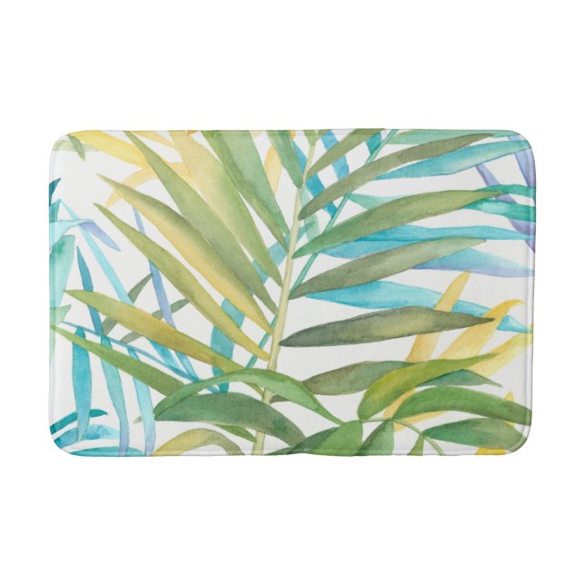 Tropical Palm Leaves Bath Mat (Front)