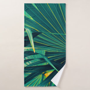 Tropical palm leaves bath towel