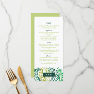 Tropical Palm Leaves, Beach Wedding Menu