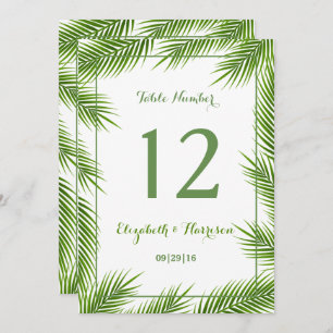 Tropical Palm Leaves Beach Wedding Table Number