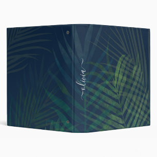 Tropical Palm Leaves Binder – Dark Green 3-Ring 