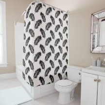 Tropical Palm Leaves Black White
