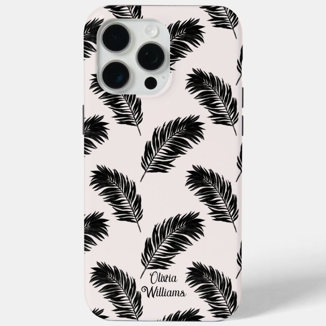 Tropical Palm Leaves Black White Case-Mate iPhone Case (Back)