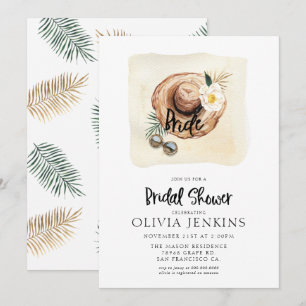 Tropical Palm Leaves Bridal Shower Invitations 