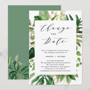 Tropical Palm Leaves Change The Date Invitation