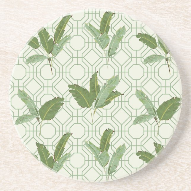 Tropical Palm Leaves Coaster (Front)