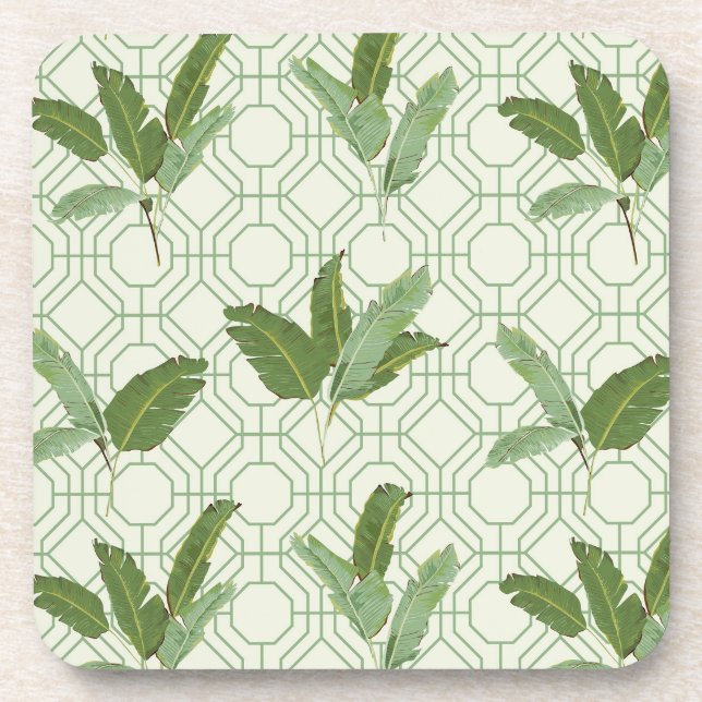 Tropical Palm Leaves Coaster (Front)