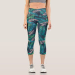 Tropical Palm Leaves, Colourful Botanical Ferns Capri Leggings<br><div class="desc">Super cute,  high-quality,  comfortable high-waisted capri leggings featuring a pattern of tropical palm leaves.  Add custom text,  monogram,  etc. to personalize. Perfect for working out or just hanging out.</div>