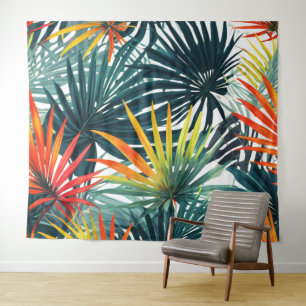 Tropical Palm Leaves Colourful Leaf Print Nature Tapestry