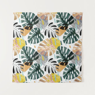 Tropical palm leaves: decorative elements. tapestry