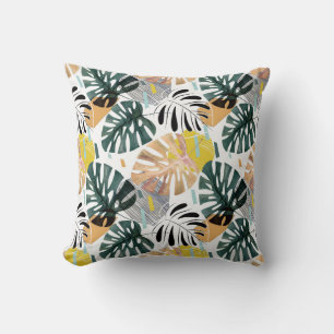 Tropical palm leaves: decorative elements. throw pillow