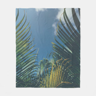 TROPICAL PALM LEAVES FLEECE BLANKET