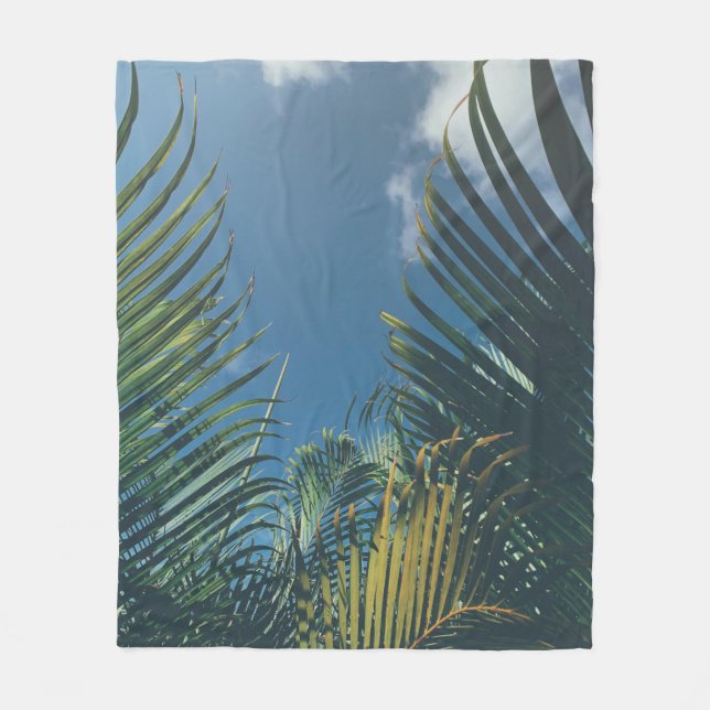TROPICAL PALM LEAVES FLEECE BLANKET (Front)