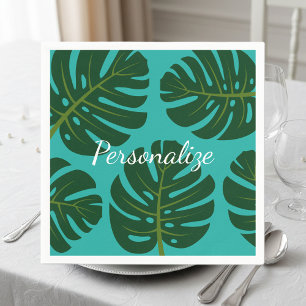 Tropical palm leaves floral print paper napkins