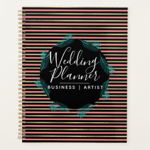Tropical Palm Leaves Foil Stripes Wedding Planner