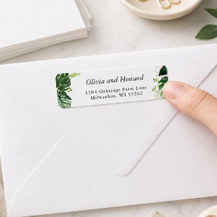 Tropical Palm Leaves Greenery Return Address