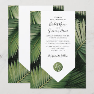 Tropical Palm Leaves Greenery Wedding Invitations