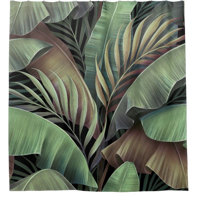 Tropical palm leaves, hand-drawn 3D illustration. (Front)