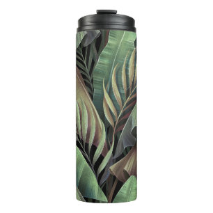 Tropical palm leaves, hand-drawn 3D illustration. Thermal Tumbler