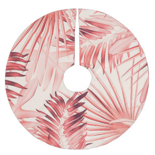 Tropical Palm Leaves, Hawaiian Stylish Pattern. Brushed Polyester Tree Skirt